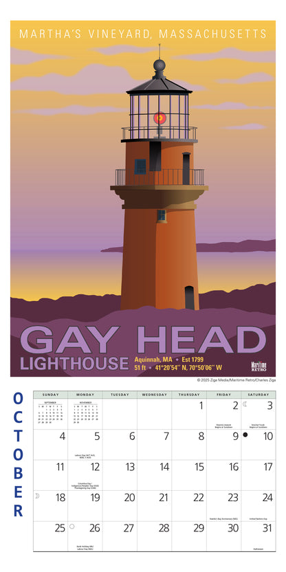 2026 calendar featuring lighthouse poster art
