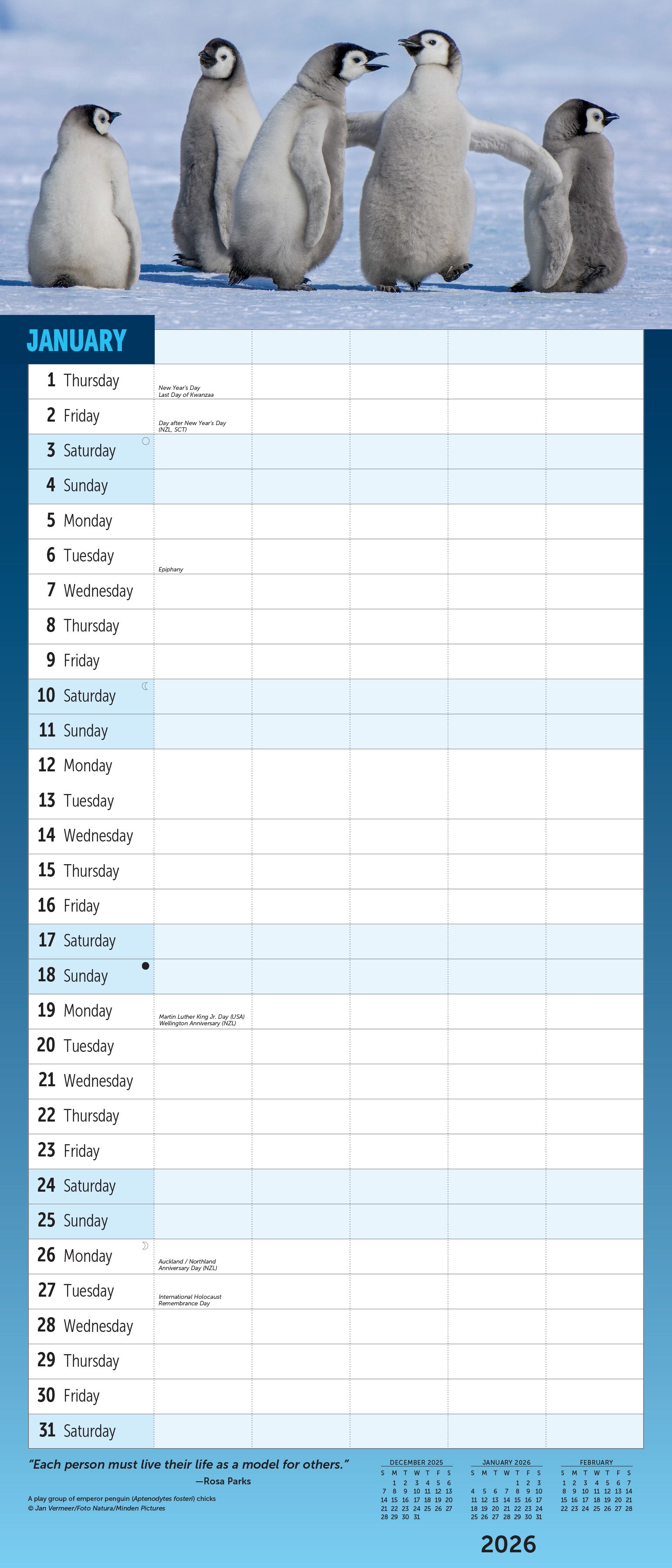 Monthly 2026 calendar designed for busy family scheduling