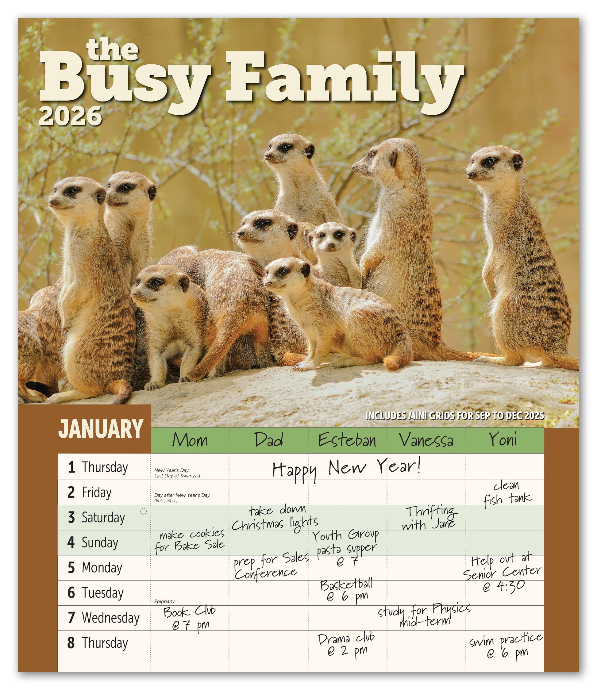2026 Busy Family Wall Calendar, Monthly, January-December 12'' x 14"