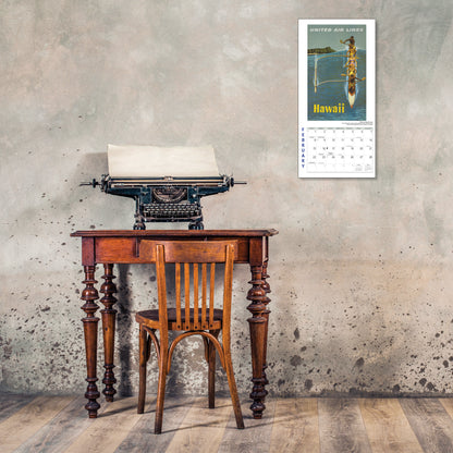 Compact 7" x 7" calendar with global travel imagery