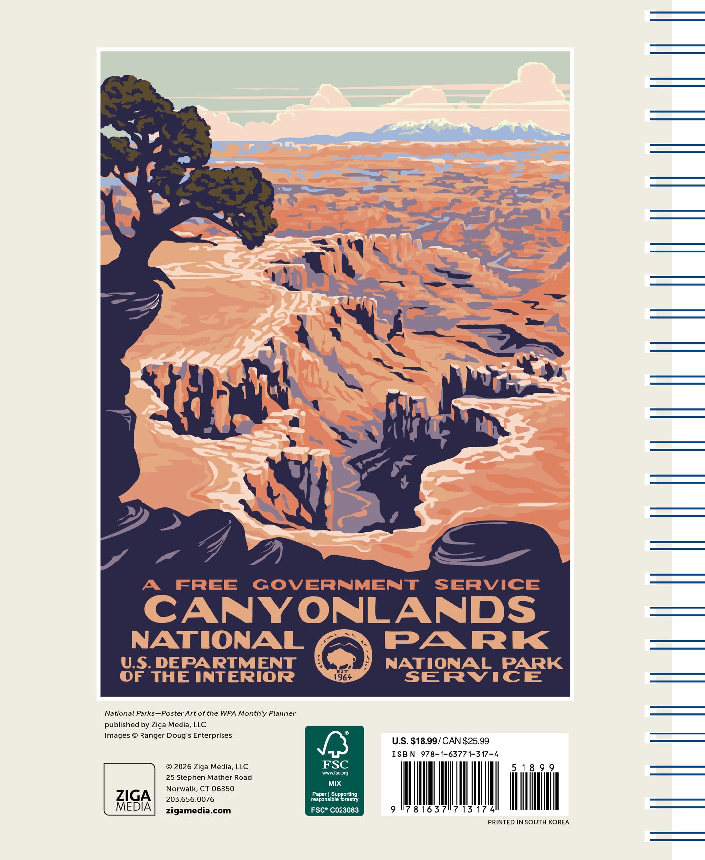 2027 National Parks WPA 12 Month Planner, 7.5" x 9.75" Spiral Bound