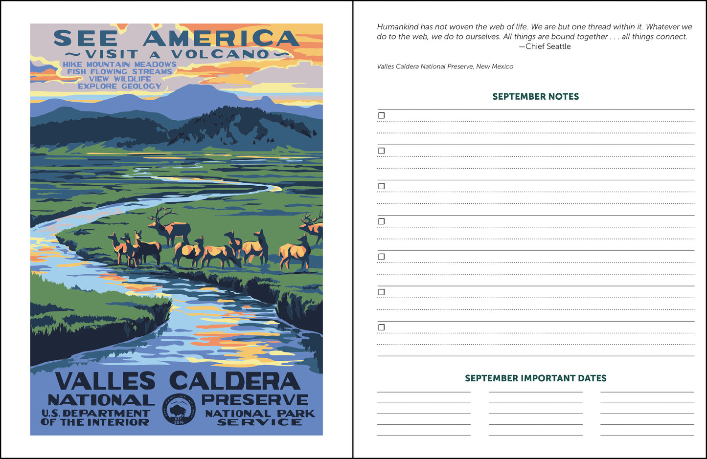 2027 National Parks WPA 12 Month Planner, 7.5" x 9.75" Spiral Bound