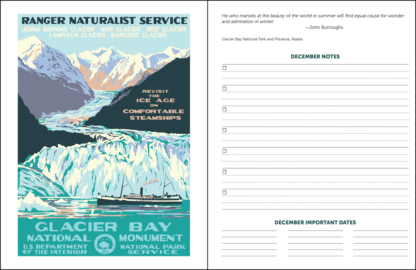 2027 National Parks WPA 12 Month Planner, 7.5" x 9.75" Spiral Bound