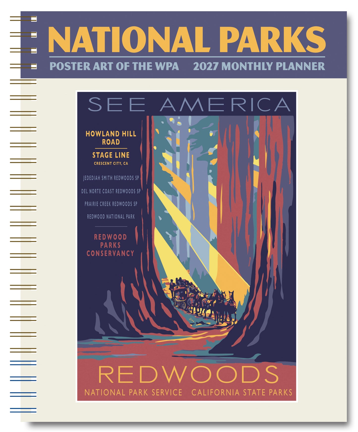 2027 National Parks WPA 12 Month Planner, 7.5" x 9.75" Spiral Bound