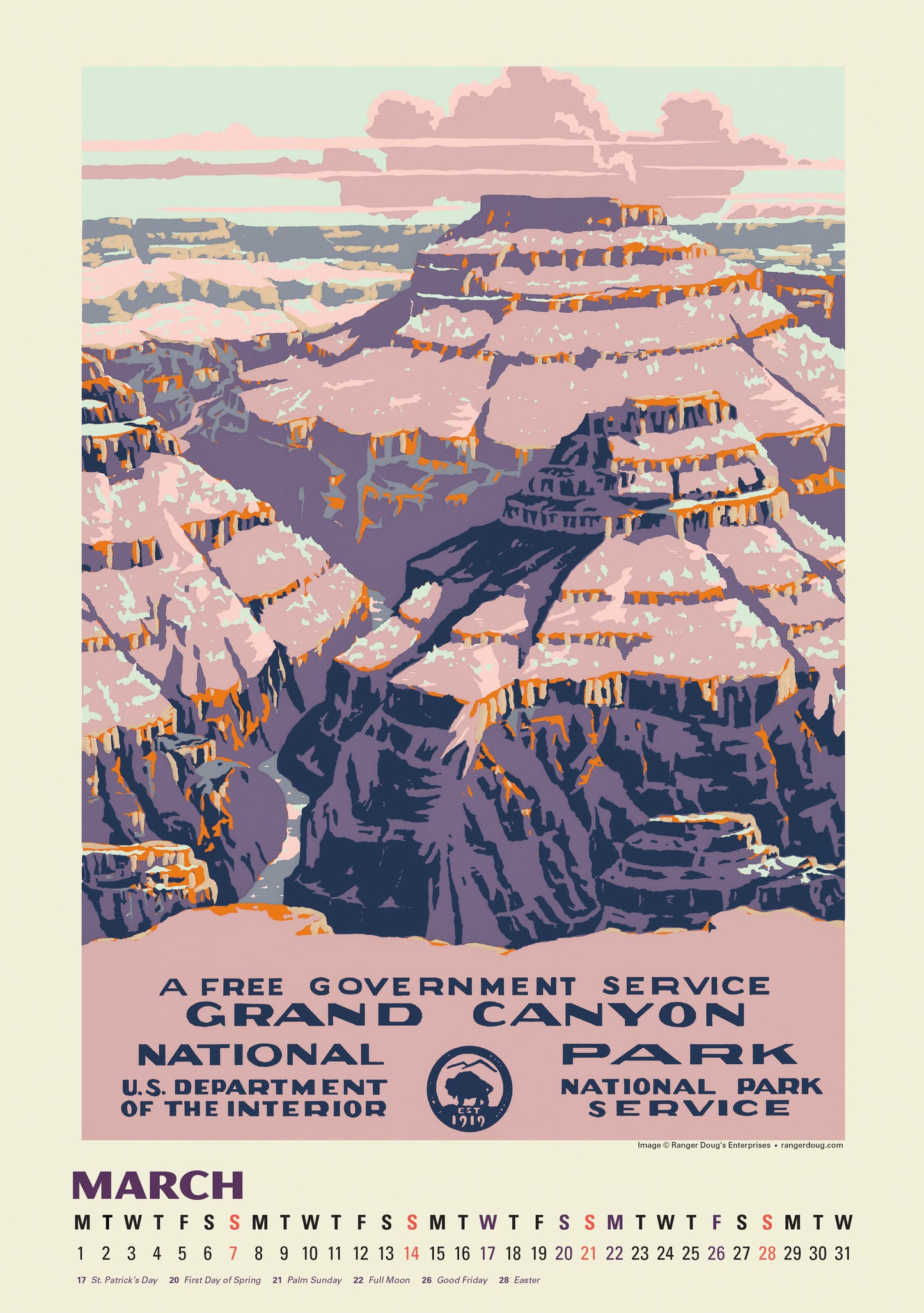 2027 National Parks WPA Large Wall Calendar 13.4" x 19" Spiral Bound with Hanger
