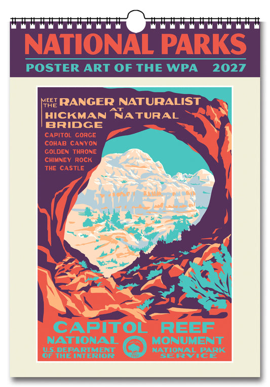 2027 National Parks WPA Large Wall Calendar 13.4" x 19" Spiral Bound with Hanger