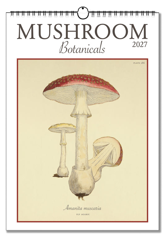 2027 Mushroom Botanicals Large Wall Calendar 13.4" x 19" Spiral Bound with Hanger