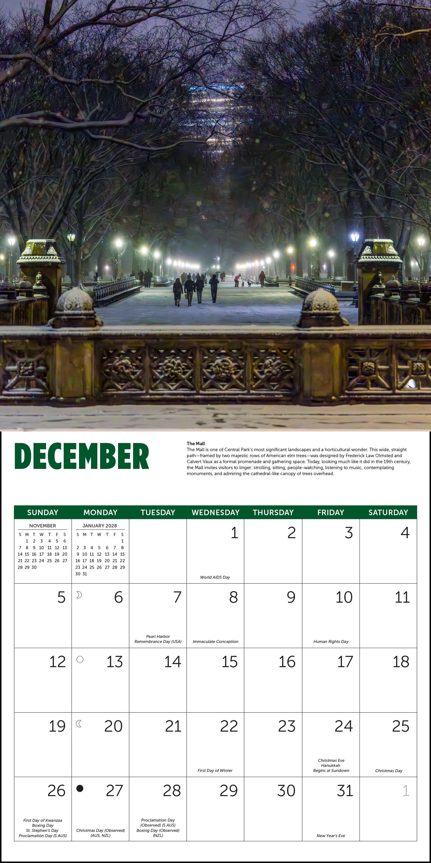 2027 Central Park Conservancy Wall Calendar, 12" x 12"