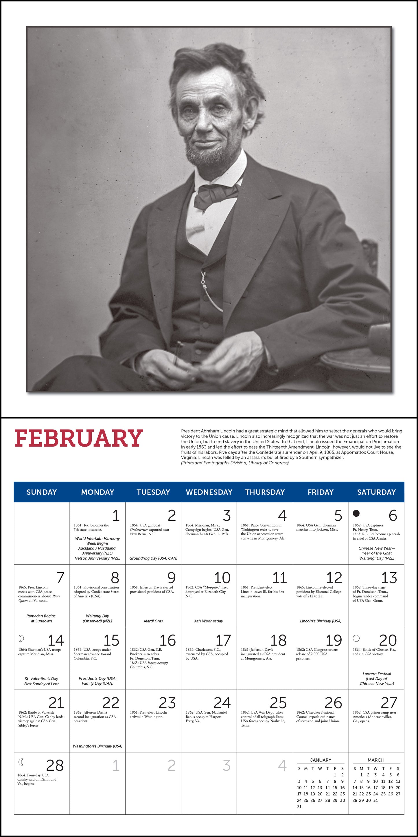 2027 Civil War Day-By-Day Chronology Wall Calendar, 12" x 12"