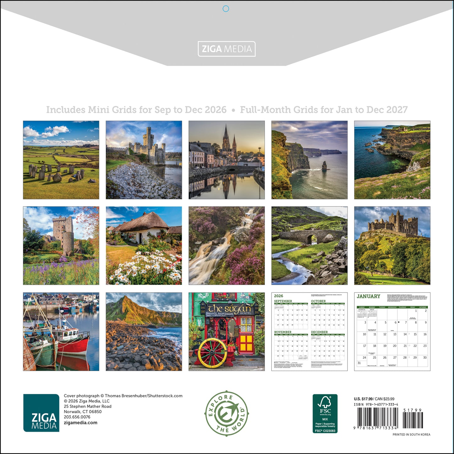 2027 Irish Country Wall Calendar, 12" x 12"