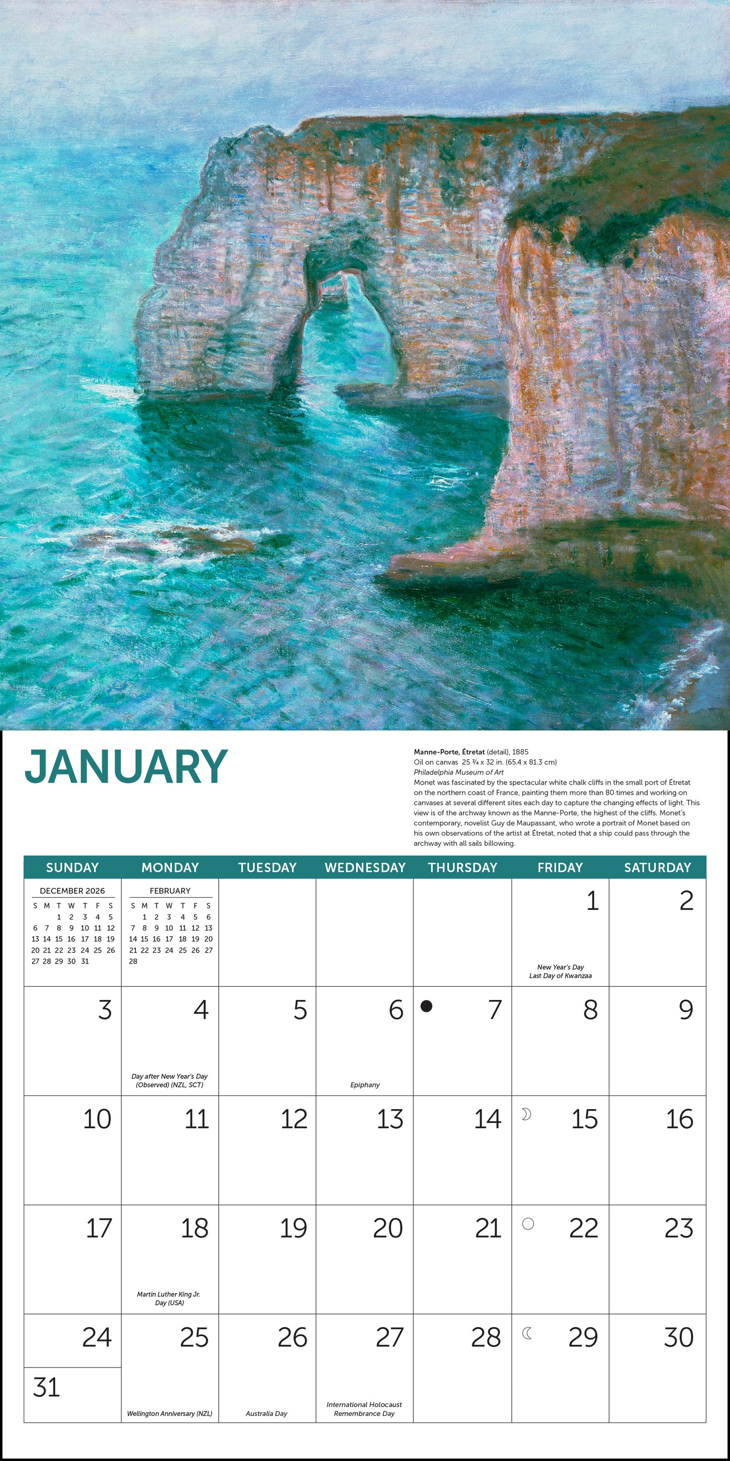 2027 Monet At Sea Wall Calendar, 12" x 12"