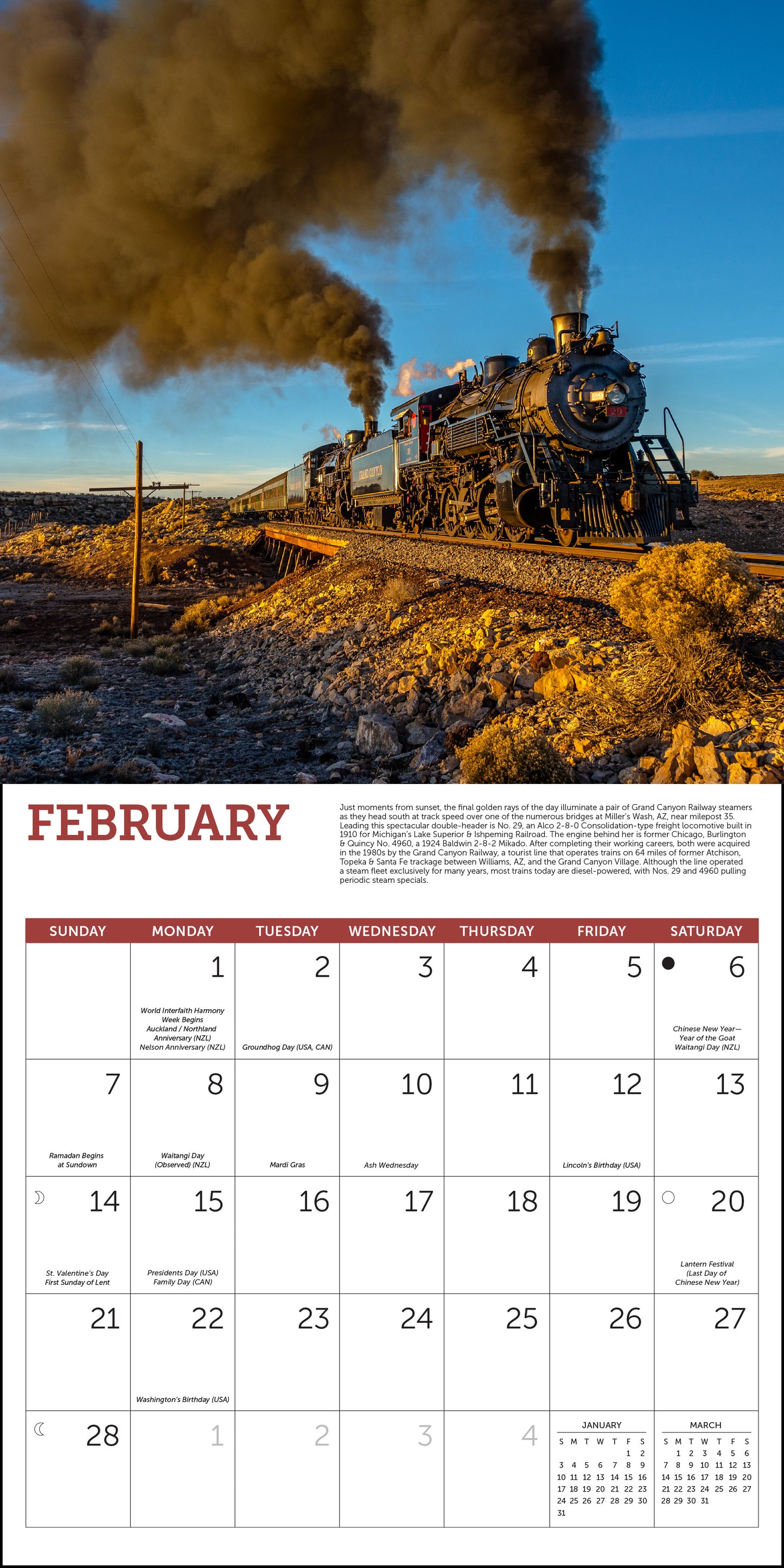 2027 Steam Trains Wall Calendar, 12" x 12"
