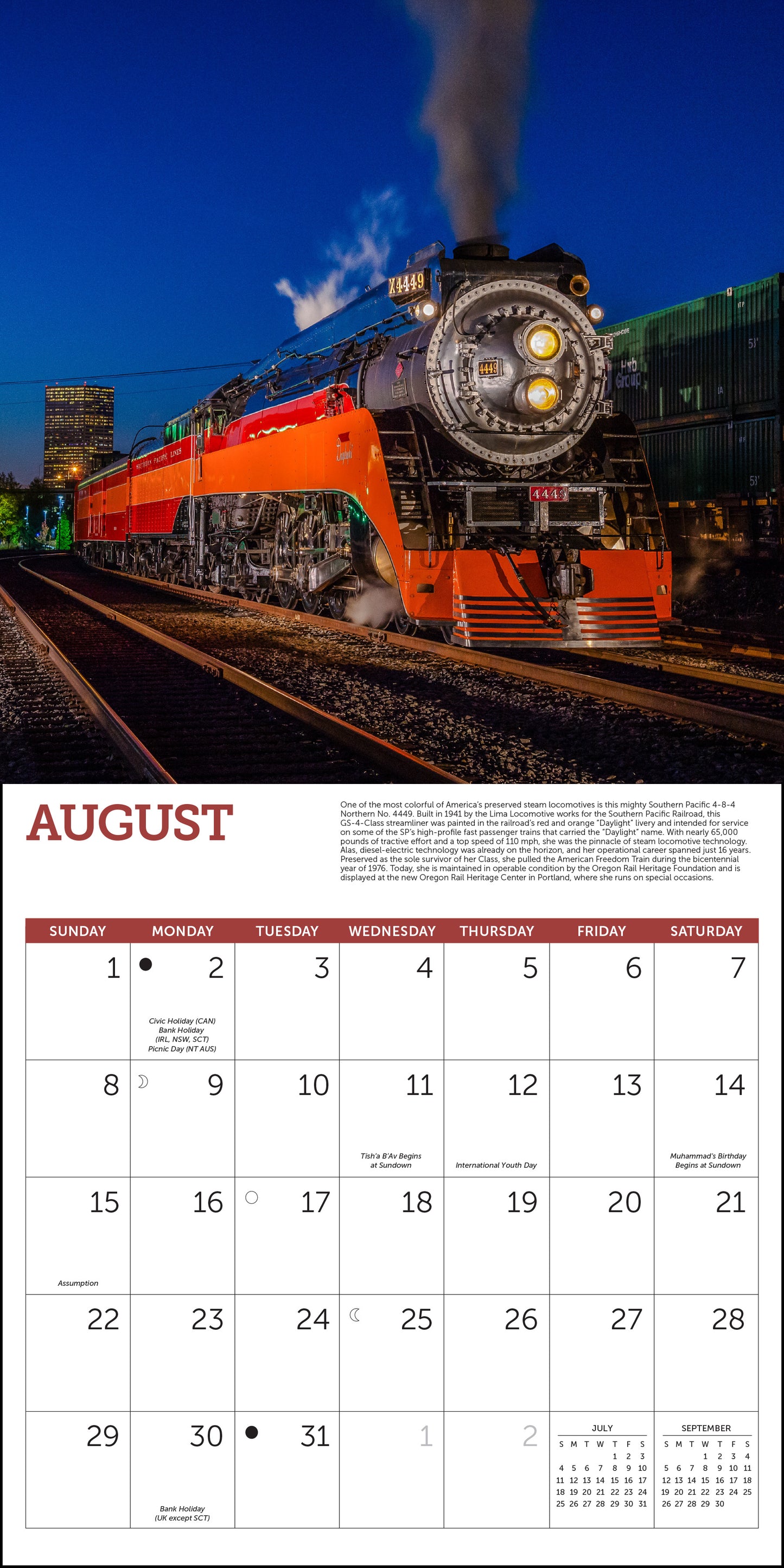 2027 Steam Trains Wall Calendar, 12" x 12"