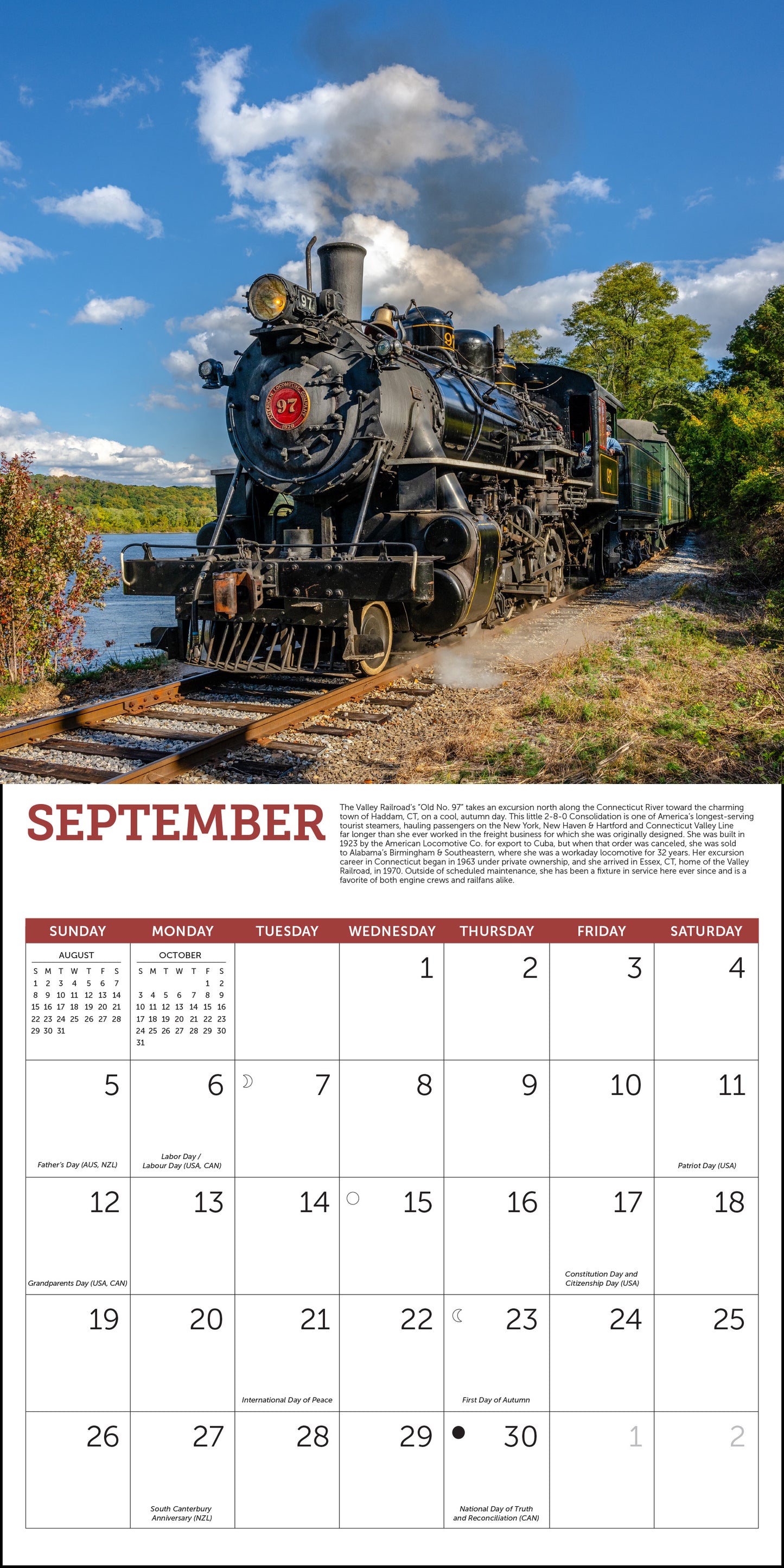 2027 Steam Trains Wall Calendar, 12" x 12"
