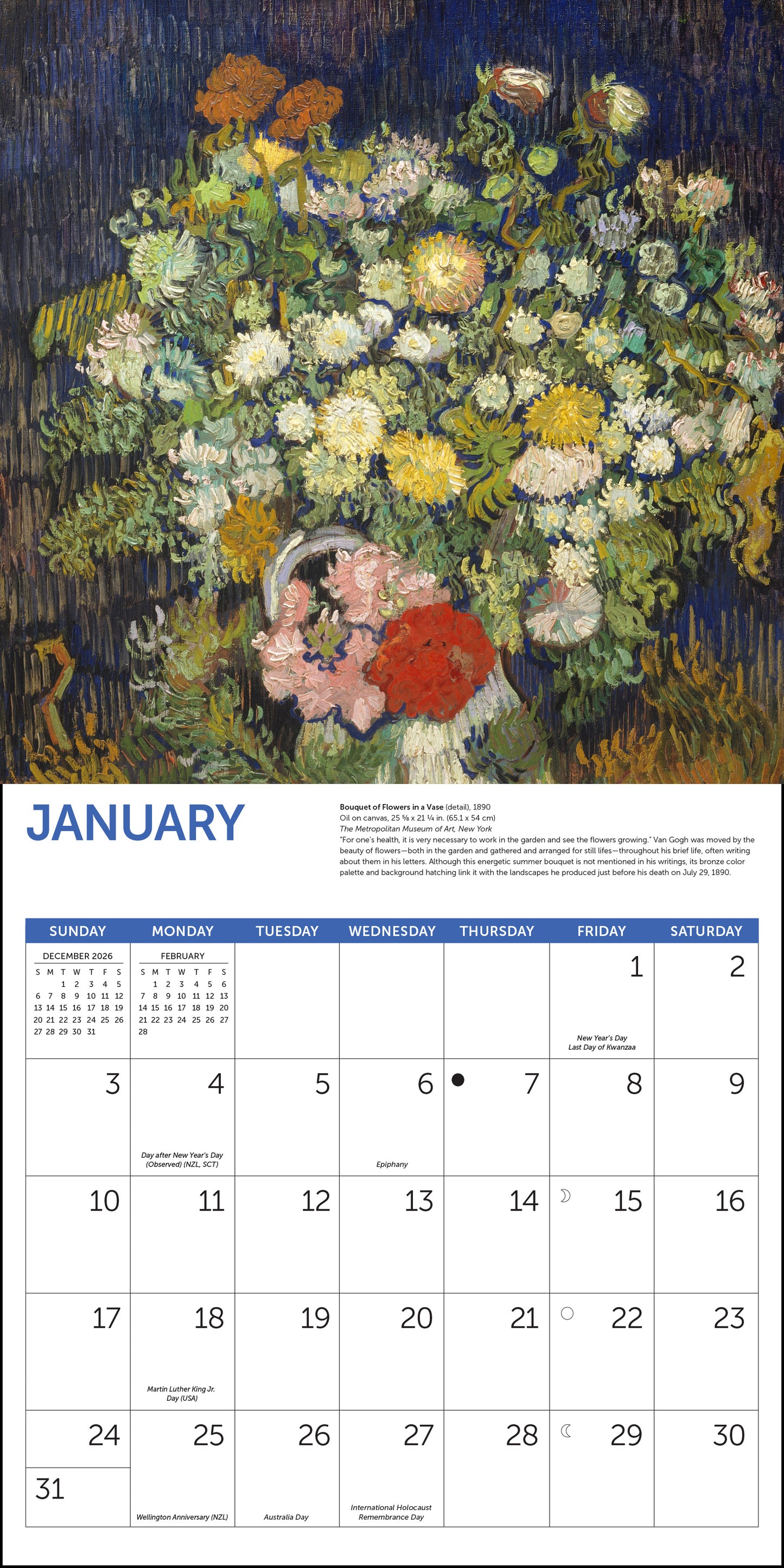 2027 Van Gogh Flowers Wall Calendar, 12" x 12"