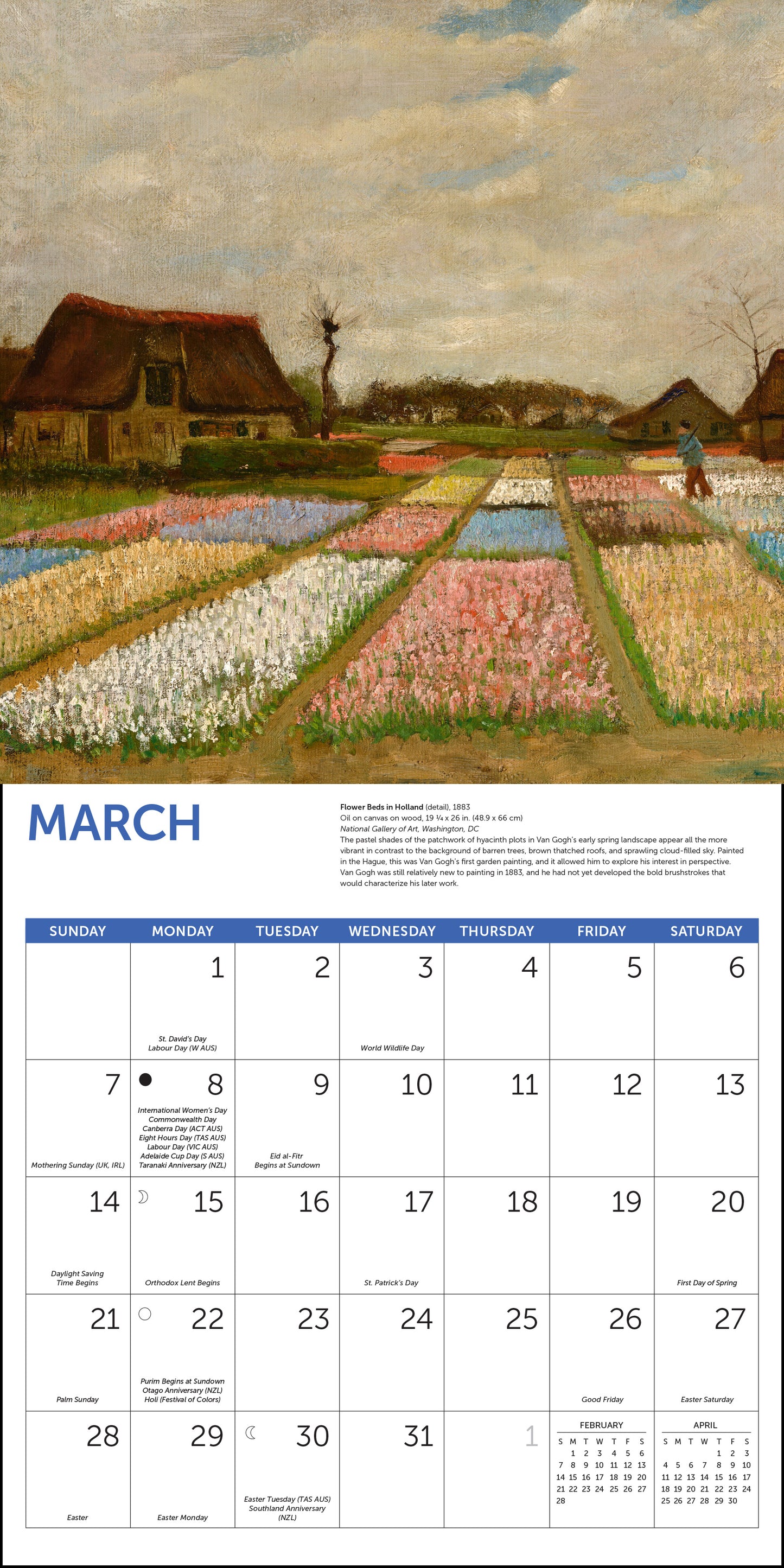 2027 Van Gogh Flowers Wall Calendar, 12" x 12"