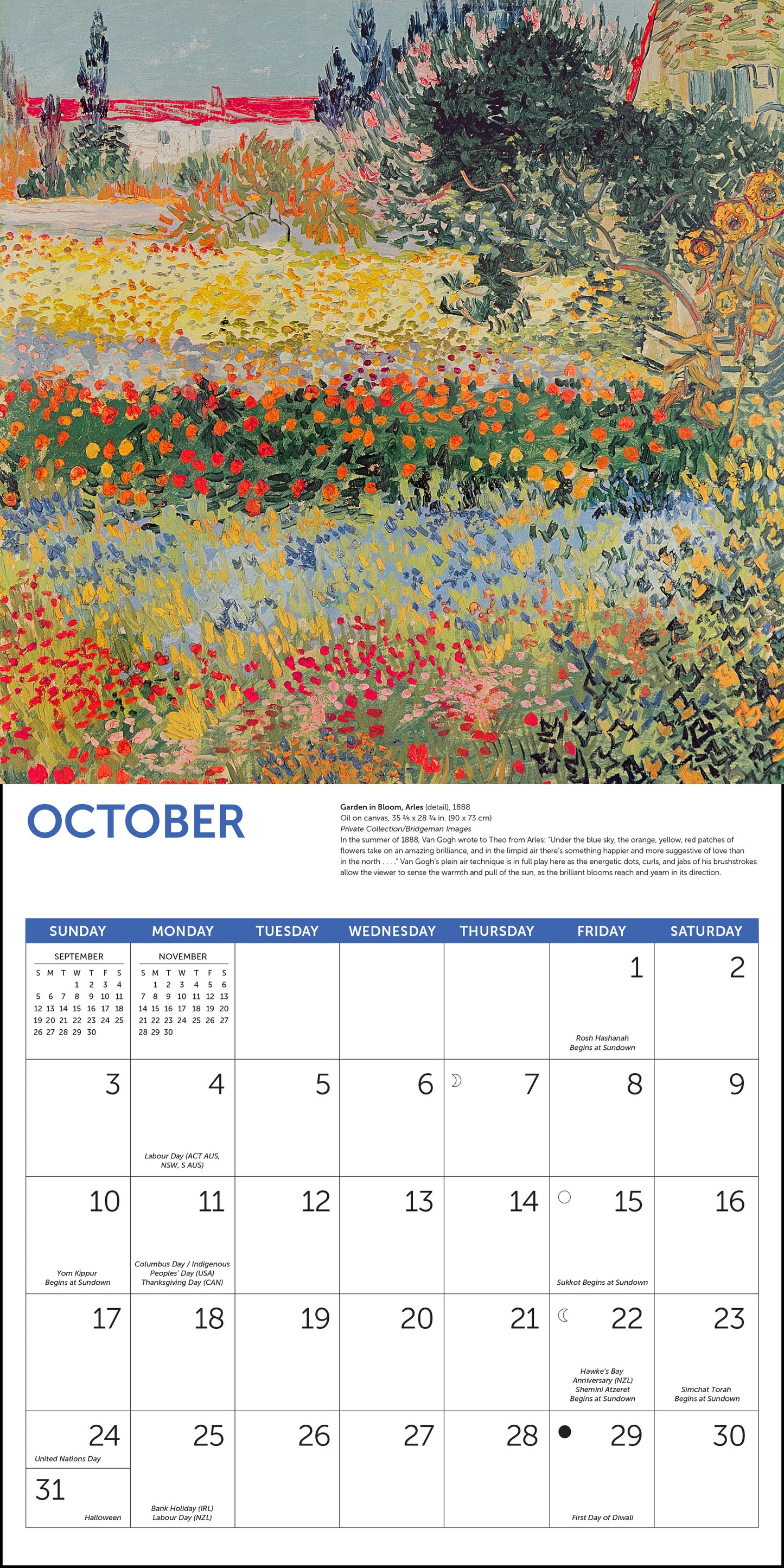 2027 Van Gogh Flowers Wall Calendar, 12" x 12"
