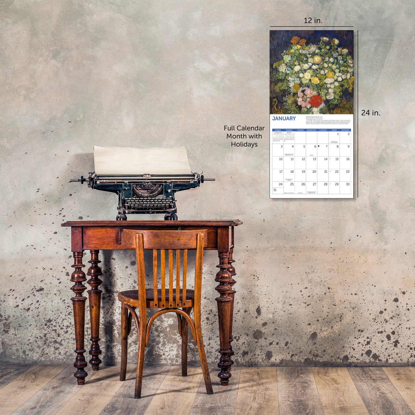 2027 Van Gogh Flowers Wall Calendar, 12" x 12"