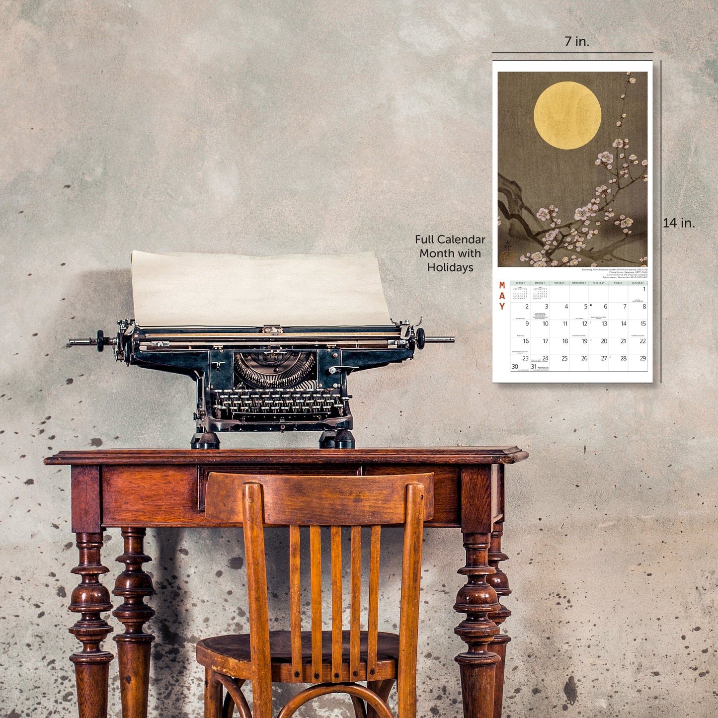 2027 Full Moon Japanese Prints Mini Wall, 7" x 7"