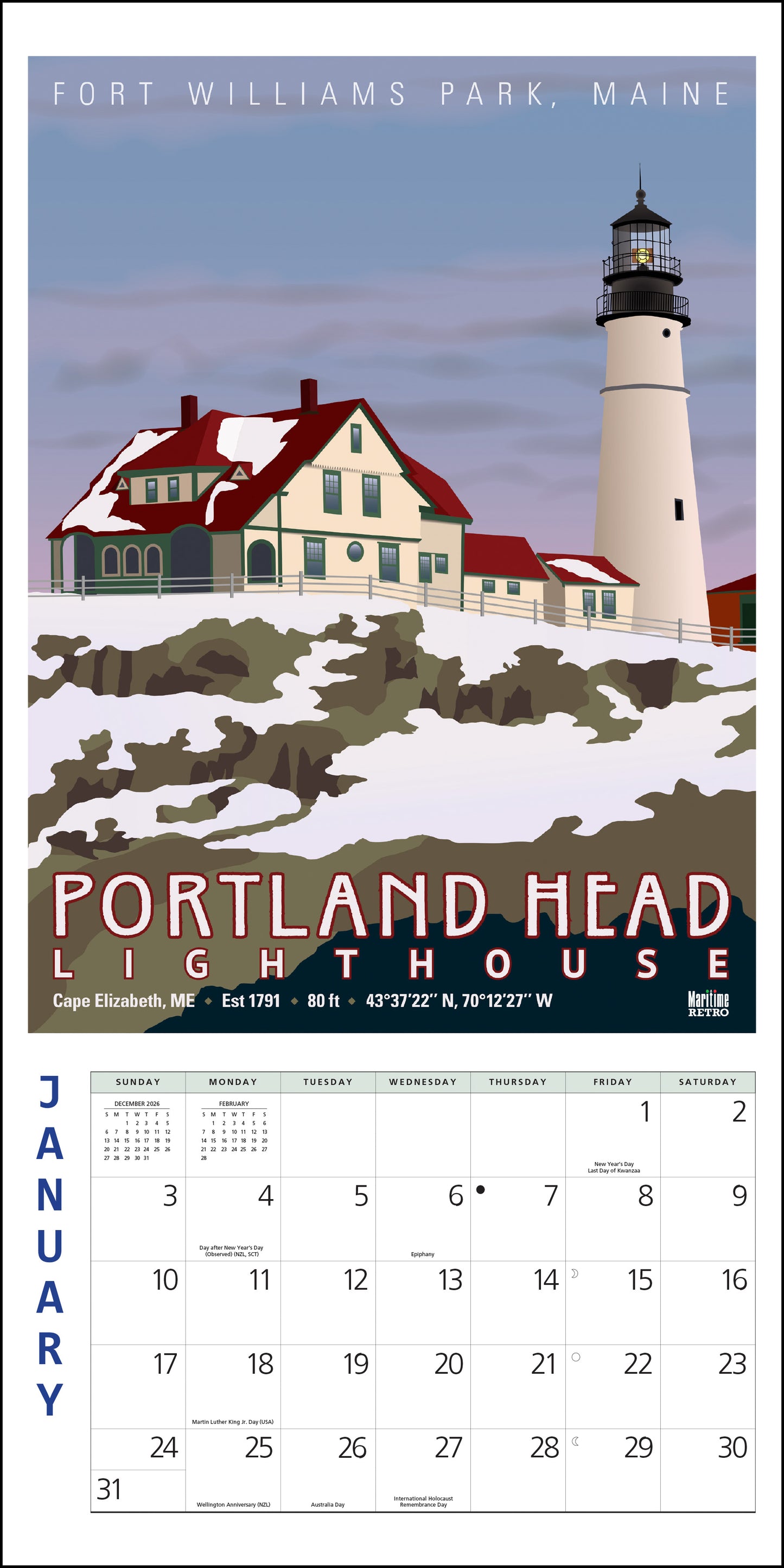 2027 Lighthouse Posters Mini Wall, 7" x 7"