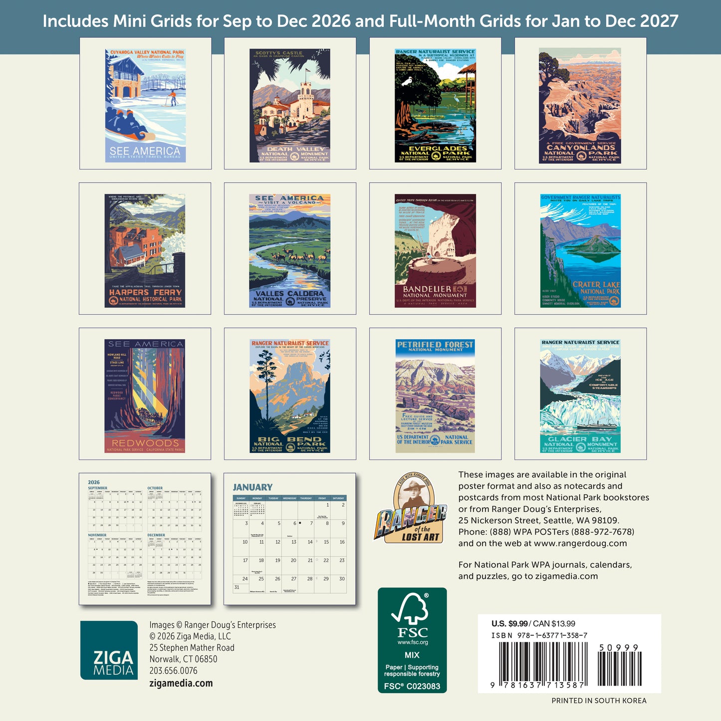 2027 National Parks WPA Mini Wall, 7" x 7"