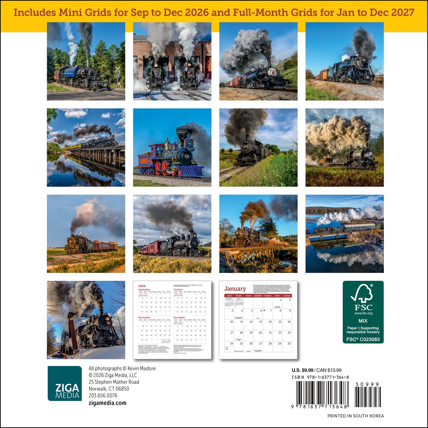 2027 Steam Trains Mini Wall, 7" x 7