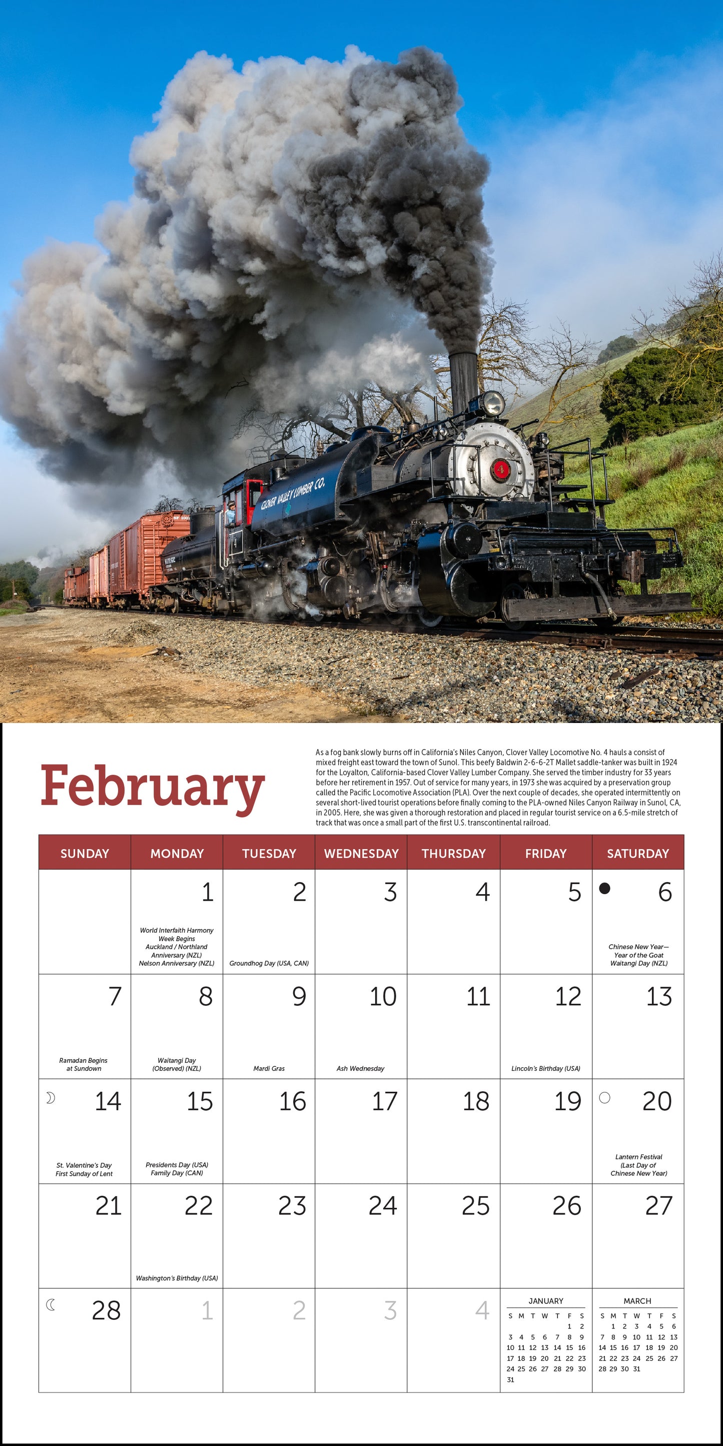 2027 Steam Trains Mini Wall, 7" x 7