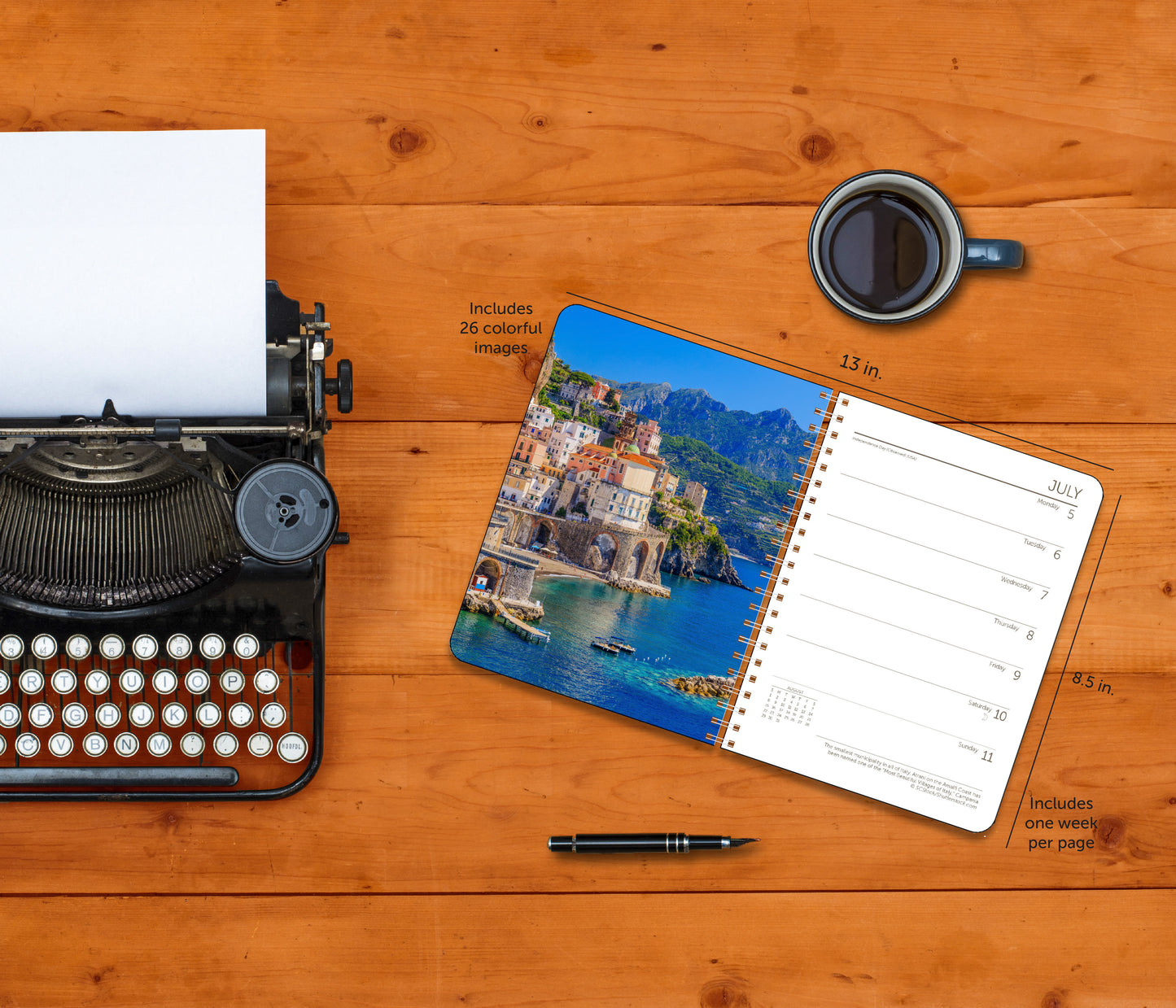 2027 Italy Weekly Desk Planner, 6.5" x 8.5" Spiral Bound