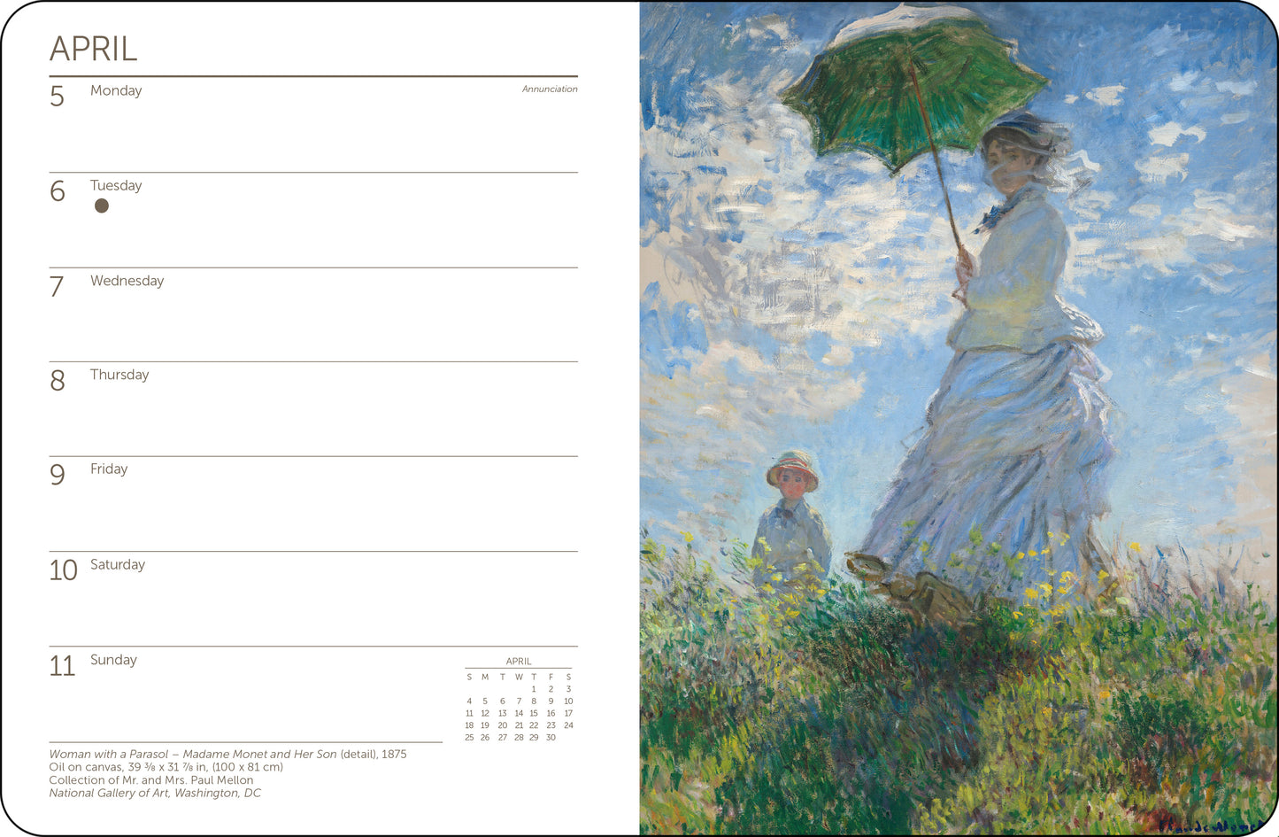 2027 Monet Weekly Desk Planner, 6.5" x 8.5" Spiral Bound