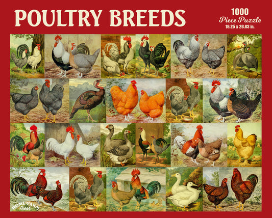 Poultry Breeds 1000 or 500 Piece Puzzle