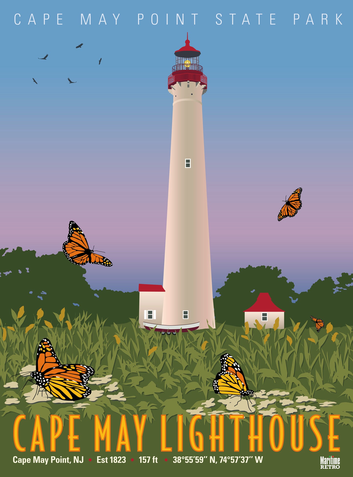 Cape May Lighthouse Monarch Print