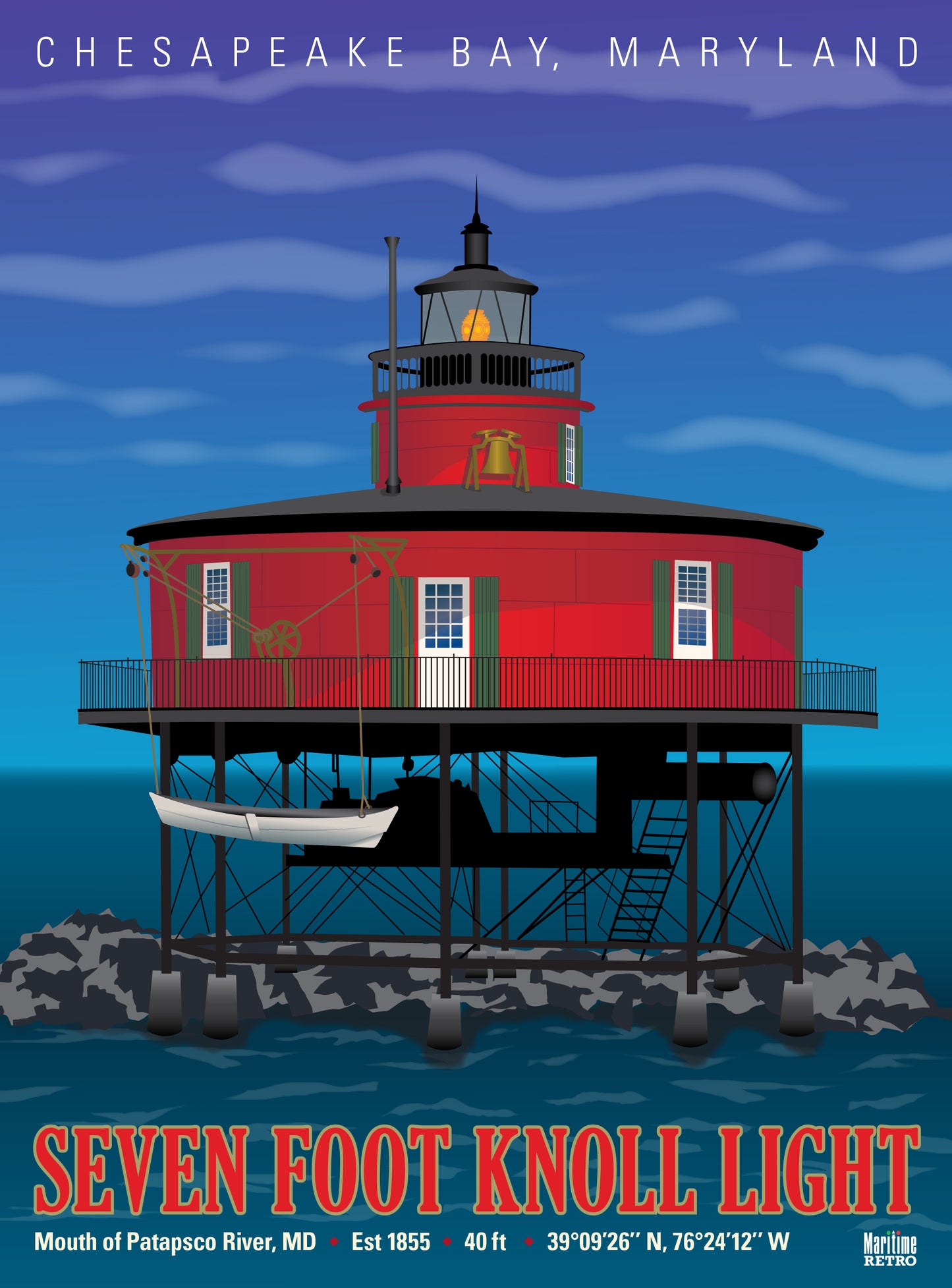 Seven Foot Knoll Lighthouse Print