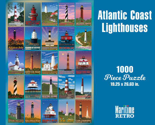 Atlantic Coast Lighthouses 1000 or 500 Piece Puzzle