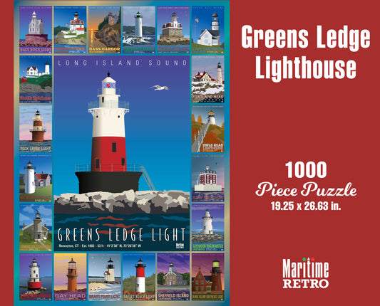 Greens Ledge Lighthouse 1000 or 500 Piece Puzzle