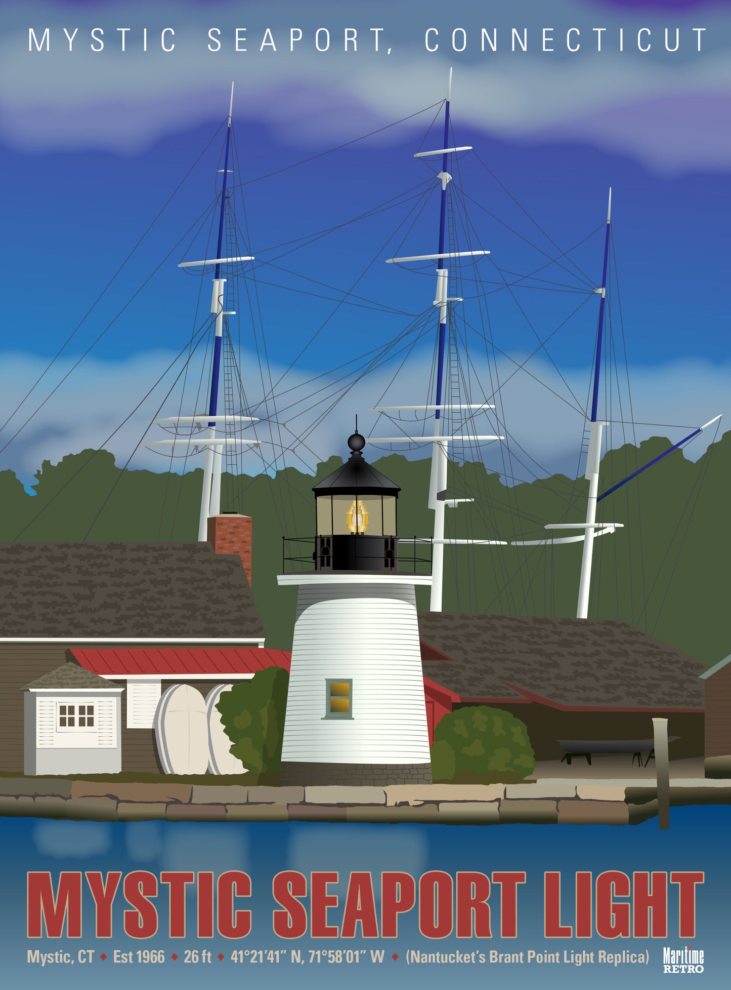 Mystic Seaport Lighthouse Print