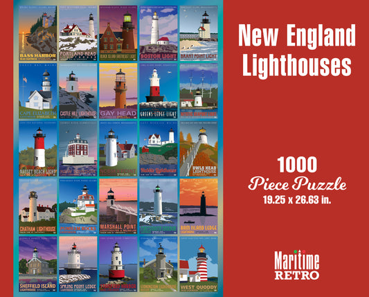 New England Lighthouses 1000 or 500 Piece Puzzle