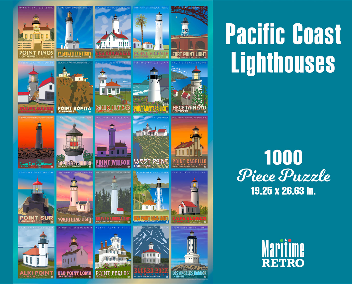 Pacific Coast Lighthouses 1000 or 500 Piece Puzzle