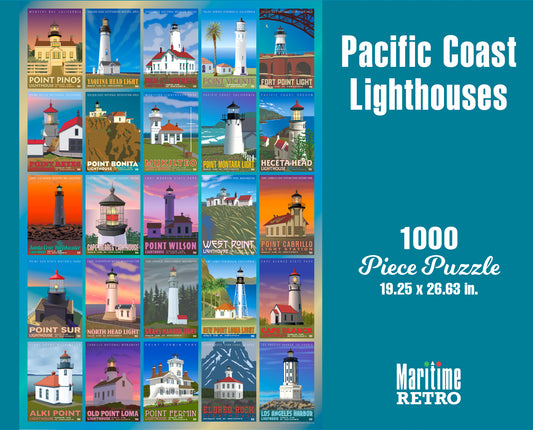 Pacific Coast Lighthouses 1000 or 500 Piece Puzzle