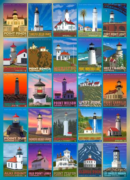 Pacific Coast Lighthouses 1000 or 500 Piece Puzzle