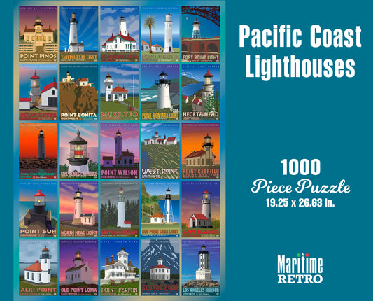 Pacific Coast Lighthouses 1000 or 500 Piece Puzzle