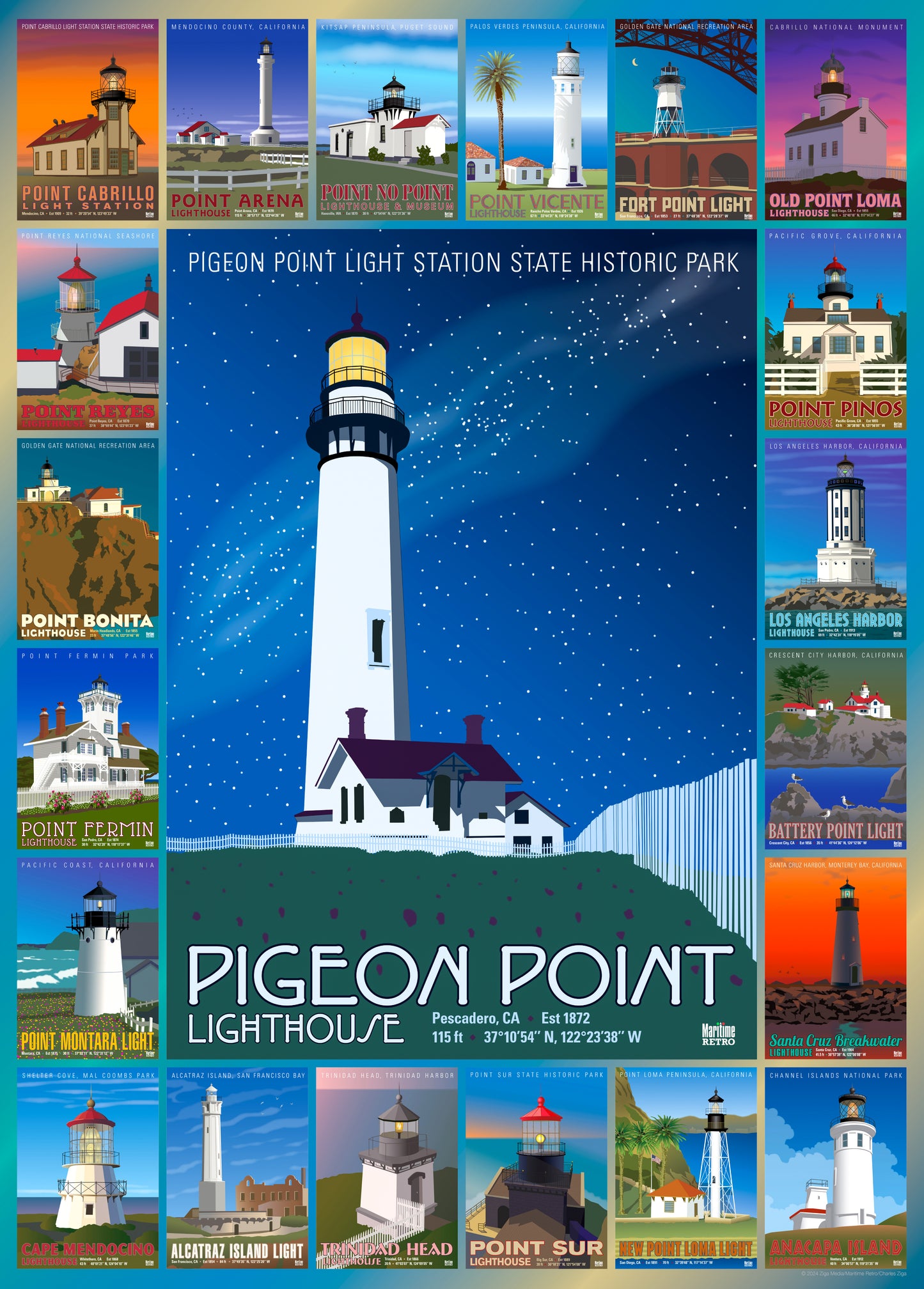 Pigeon Point Lighthouse 1000 or 500 Piece Puzzle
