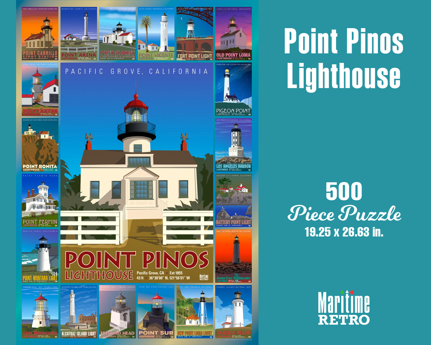 Point Pinos Lighthouse 1000 or 500 Piece Puzzle