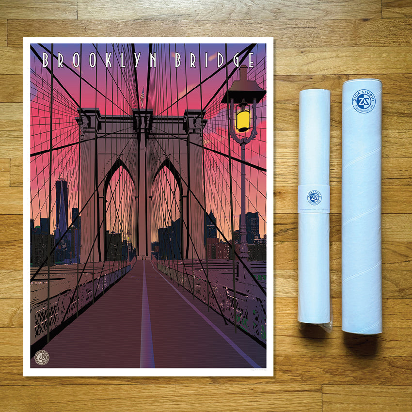 Brooklyn Bridge Print, Sunset