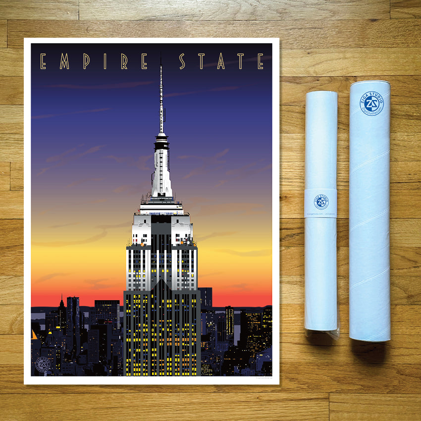 Empire outlet State sunset scape, New York NY 2022 - 8x10 print 11x14 frame with mat