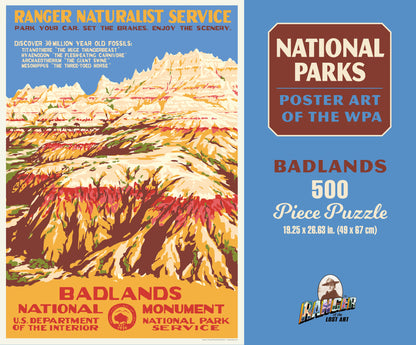 National Parks Badlands WPA 1000 or 500 Piece Puzzle