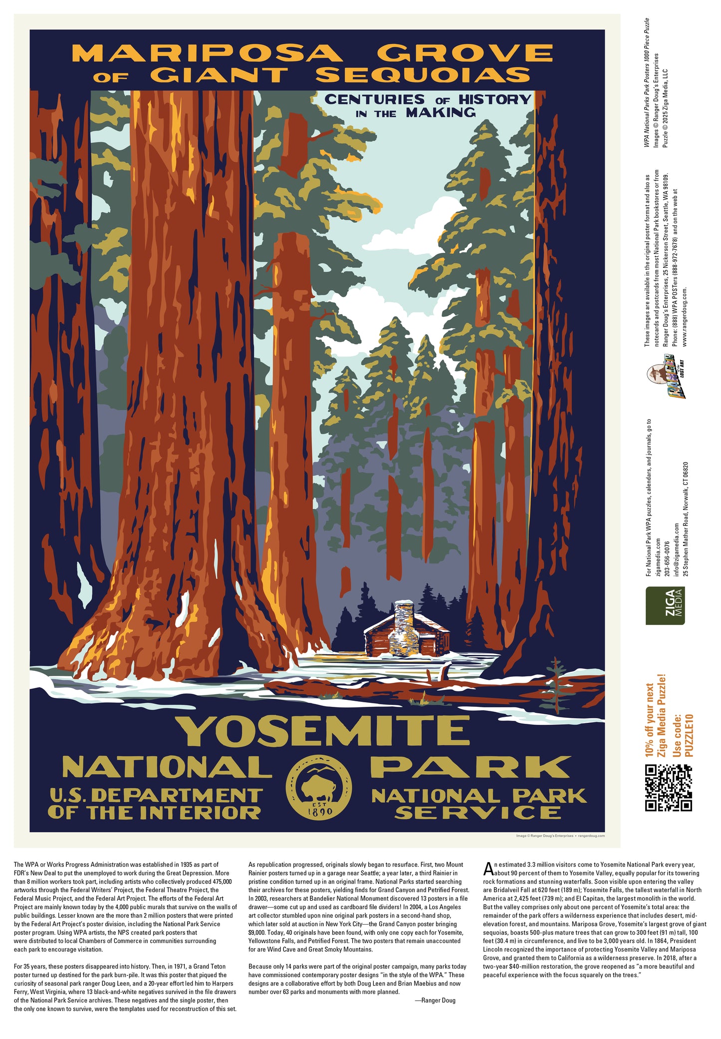 National Parks Yosemite Mariposa Grove WPA 1000 or 500 Piece Puzzle