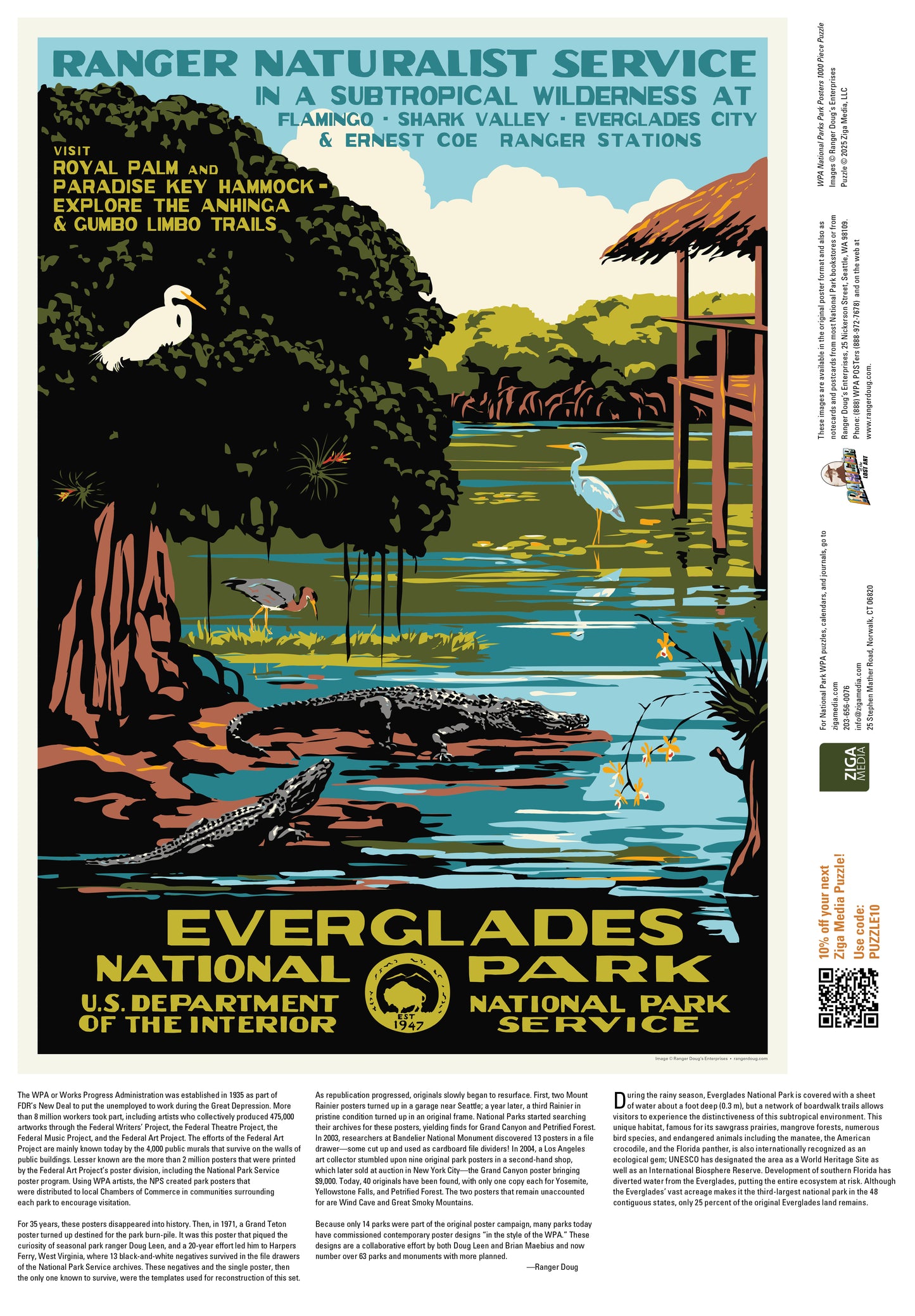 National Parks Everglades WPA 1000 or 500 Piece Puzzle