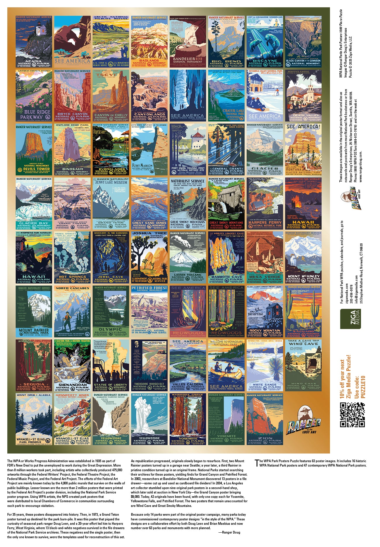 National Parks 63 WPA Poster 1000 or 500 Piece Puzzle