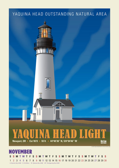 Pacific Coast Lighthouses Oversize Wall Calendar 2025, 13.38'' x 19'' Spiral Bound with Hanger