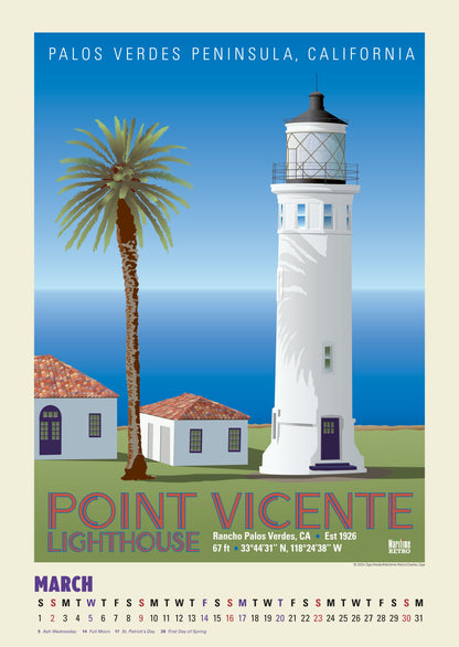 Pacific Coast Lighthouses Oversize Wall Calendar 2025, 13.38'' x 19'' Spiral Bound with Hanger